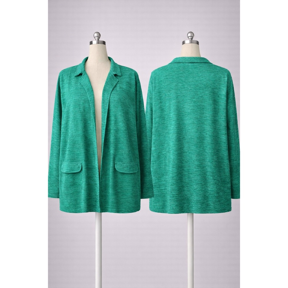 NWT Chicos Tula II Open Front Blazer Jacket Vivid Green Gauze Size XL 16 3 NEW